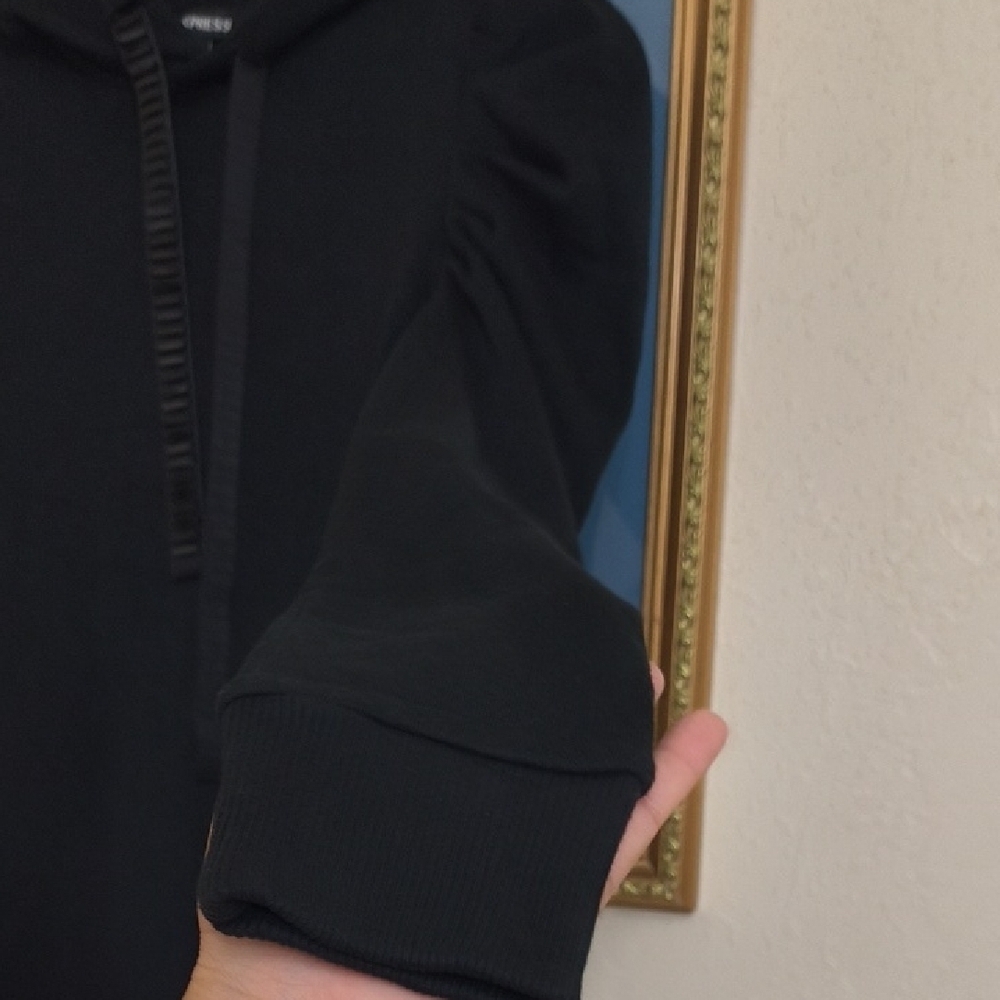 Express Black Long Sleeve Sweater Dress Balloon Sleeve Contemporary Y2k - Picture 5 of 12